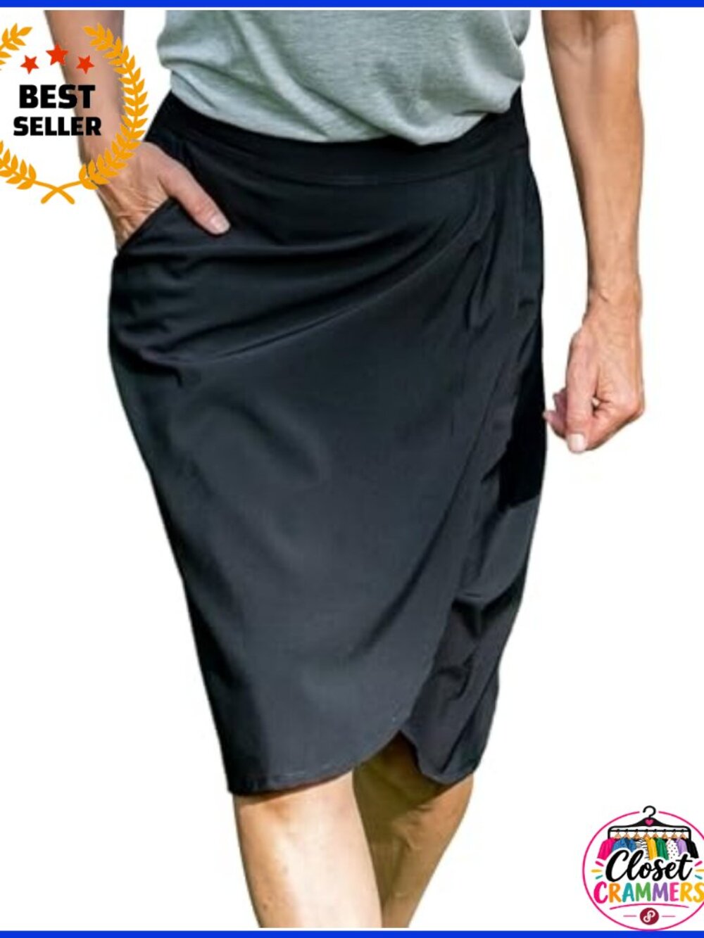 Wrap Skirt Cover-Up Knee Length with Hip Pockets